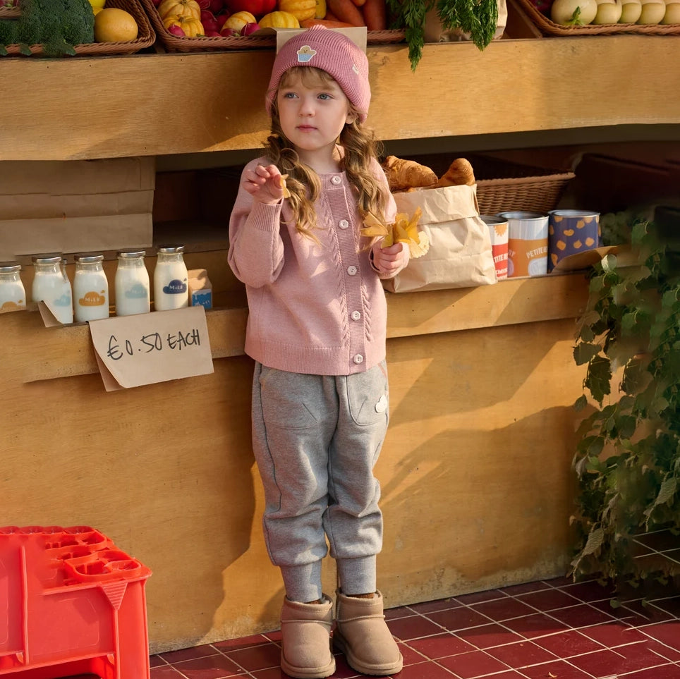 Petite Revery-Cable Knit Cardigan Old Rose