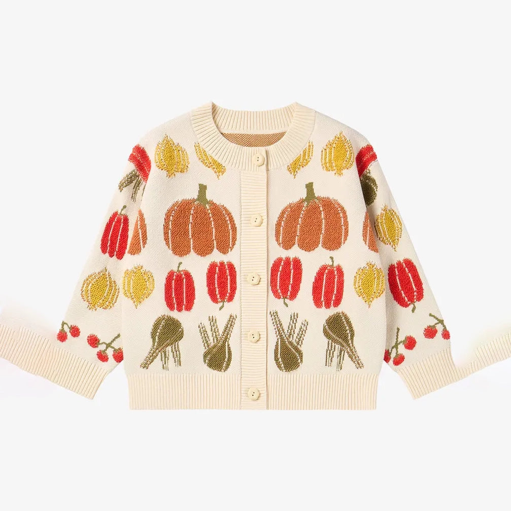Petite Revery-Veggie Jacquard Cardigan Veggie Tales