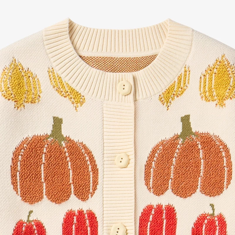 Petite Revery-Veggie Jacquard Cardigan Veggie Tales