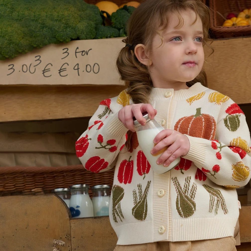 Petite Revery-Veggie Jacquard Cardigan Veggie Tales