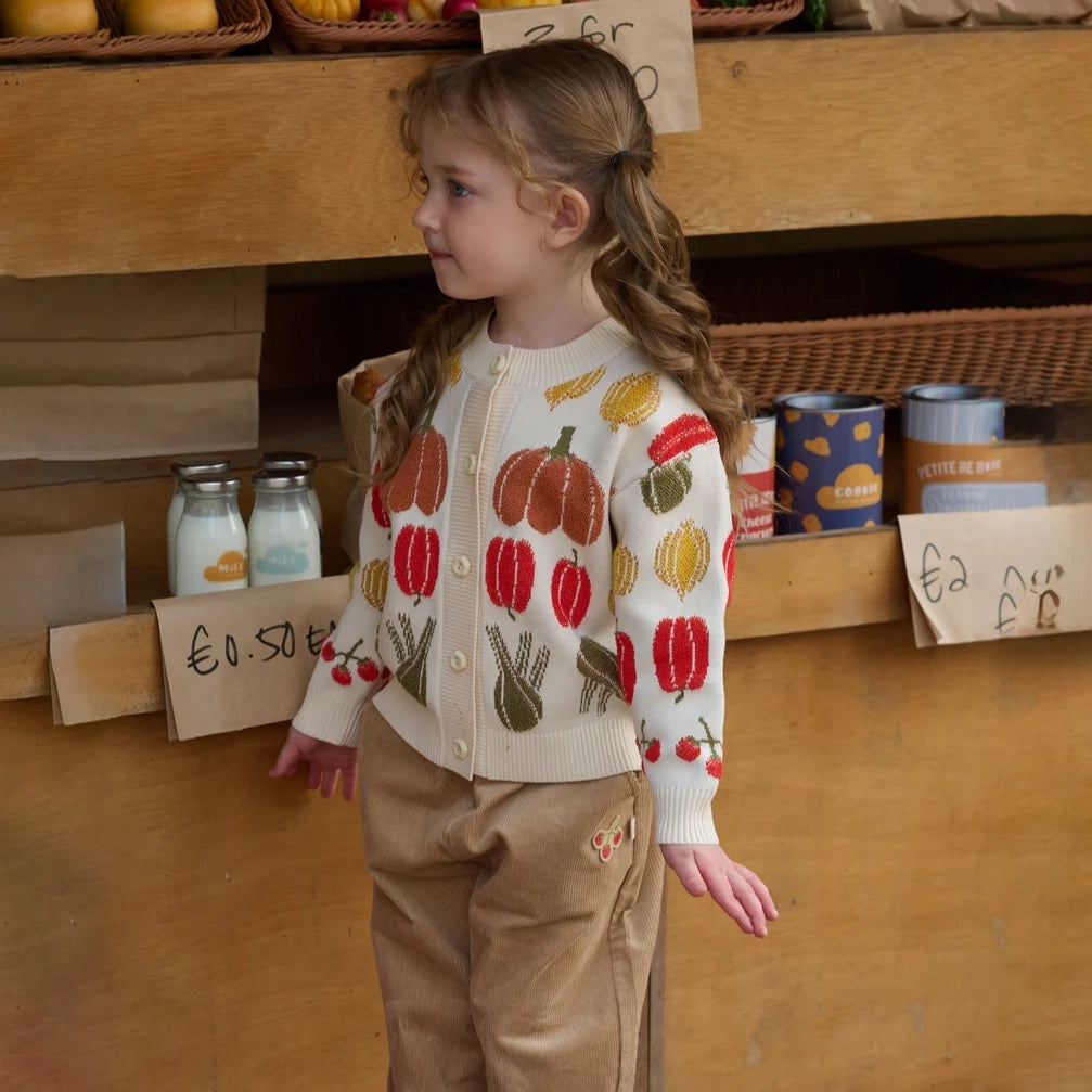 Petite Revery-Veggie Jacquard Cardigan Veggie Tales