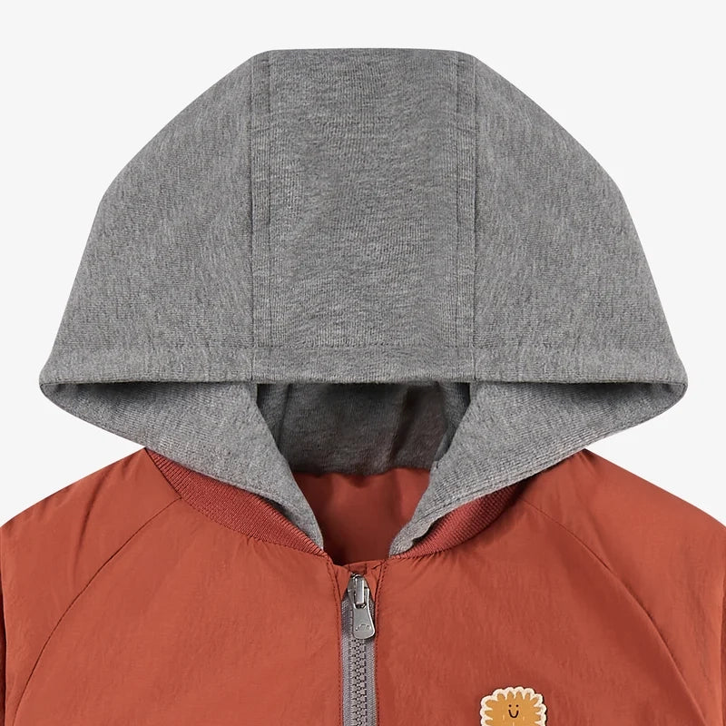 Petite Revery-Recycled Nylon Baseball Jacket Redwood Burl