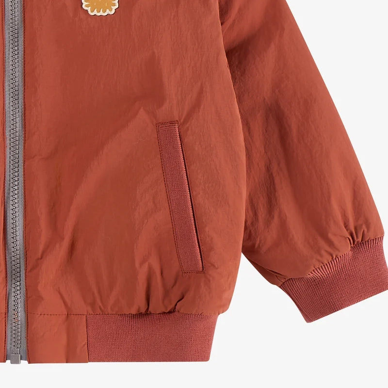 Petite Revery-Recycled Nylon Baseball Jacket Redwood Burl
