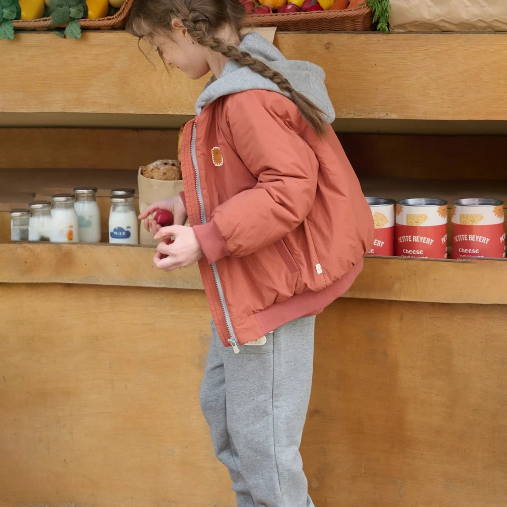 Petite Revery-Recycled Nylon Baseball Jacket Redwood Burl