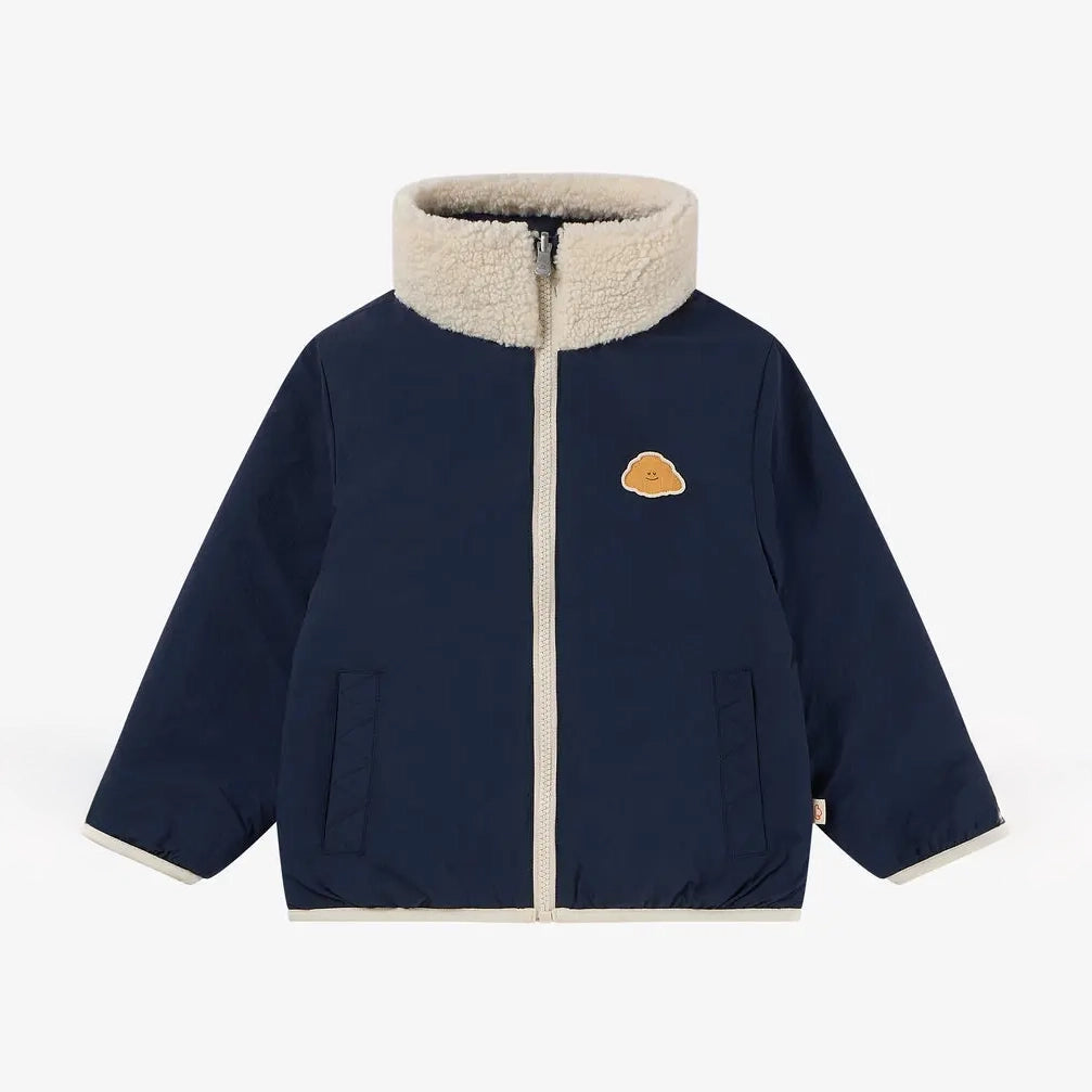 Petite Revery-Recycled Nylon + High Pile Fleece Reversible Jacket Blueberry