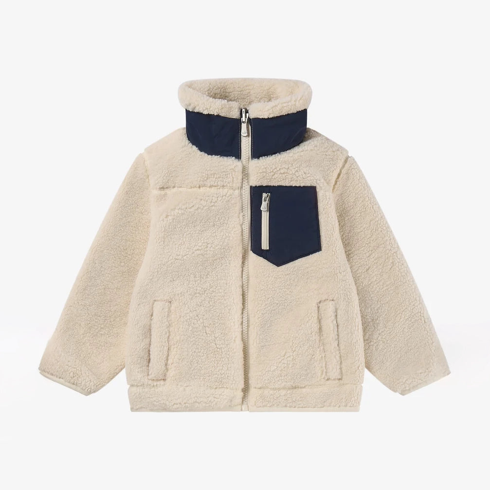 Petite Revery-Recycled Nylon + High Pile Fleece Reversible Jacket Blueberry