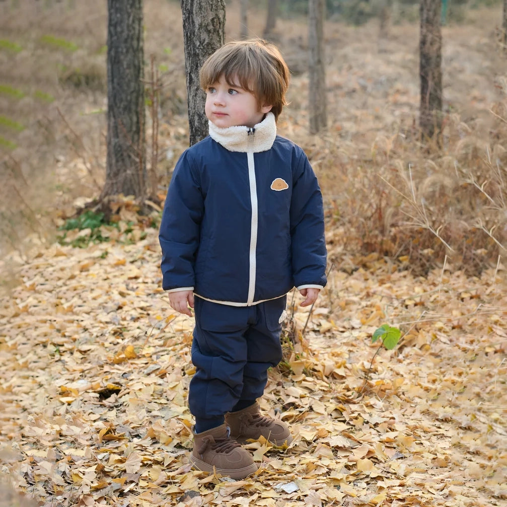 Petite Revery-Recycled Nylon + High Pile Fleece Reversible Jacket Blueberry