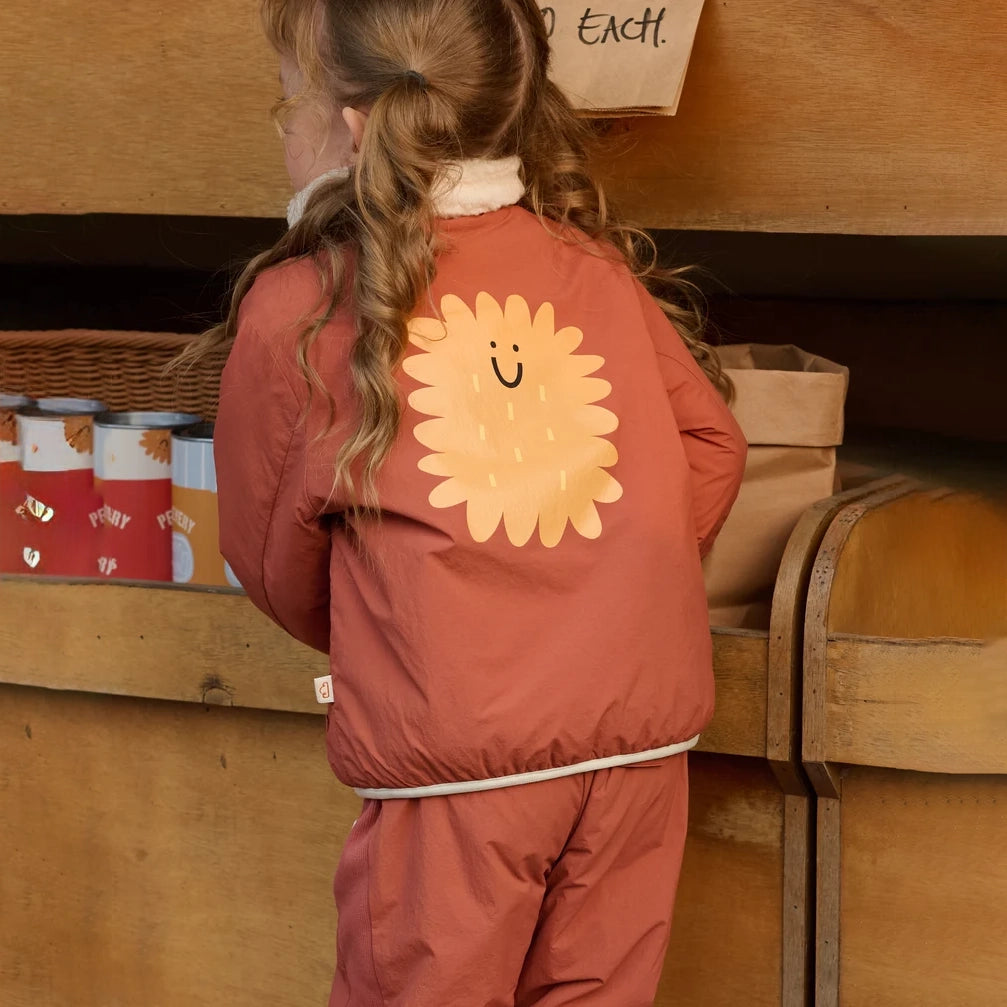 Petite Revery-Recycled Nylon + High Pile Fleece Reversible Jacket Redwood Burl
