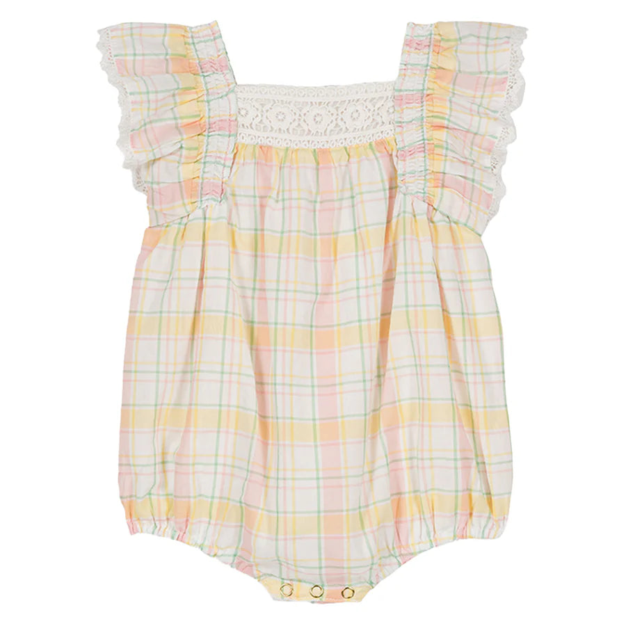 Louise Misha-Savia Yellow Positano Check Romper