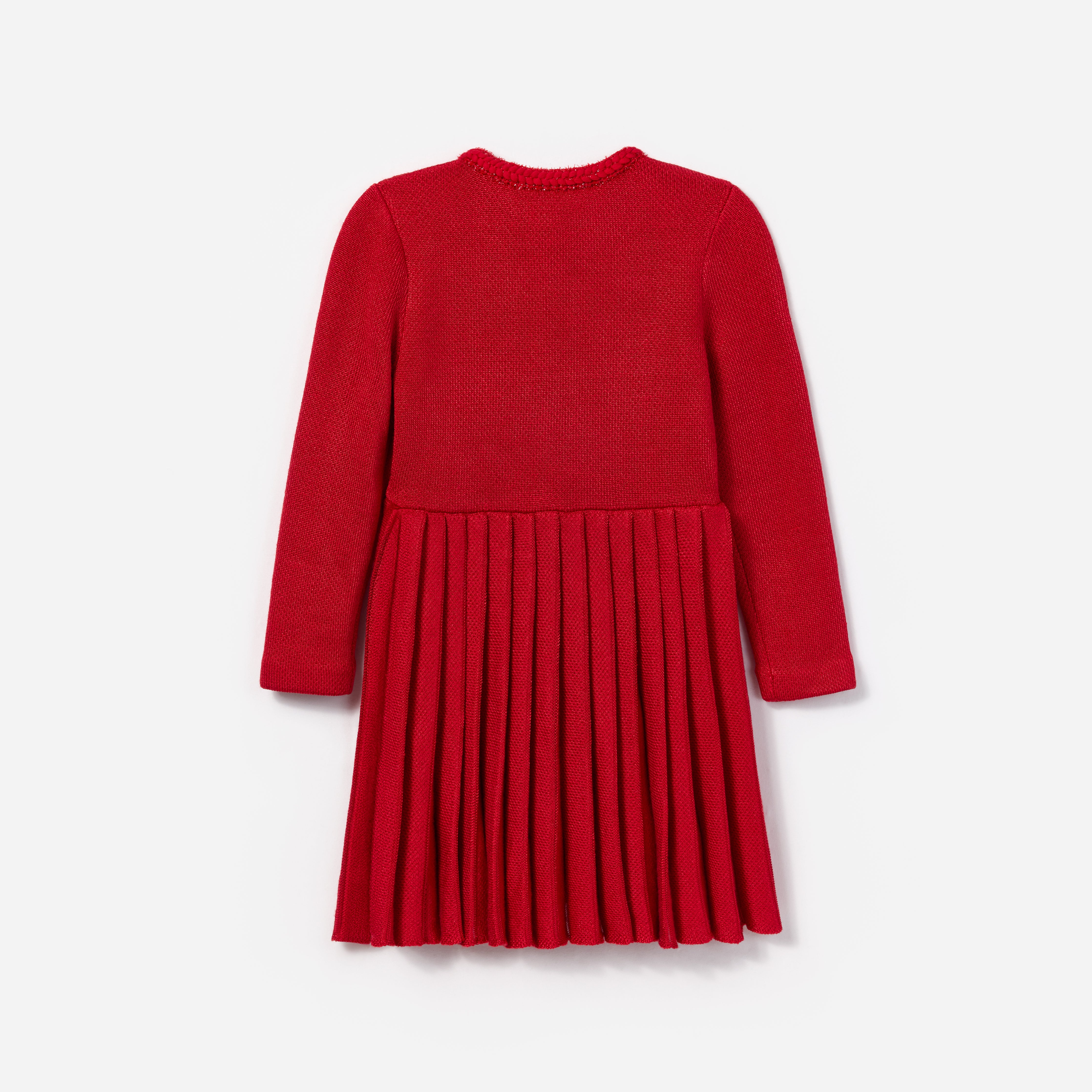 RED KNIT PLEATED DRESS