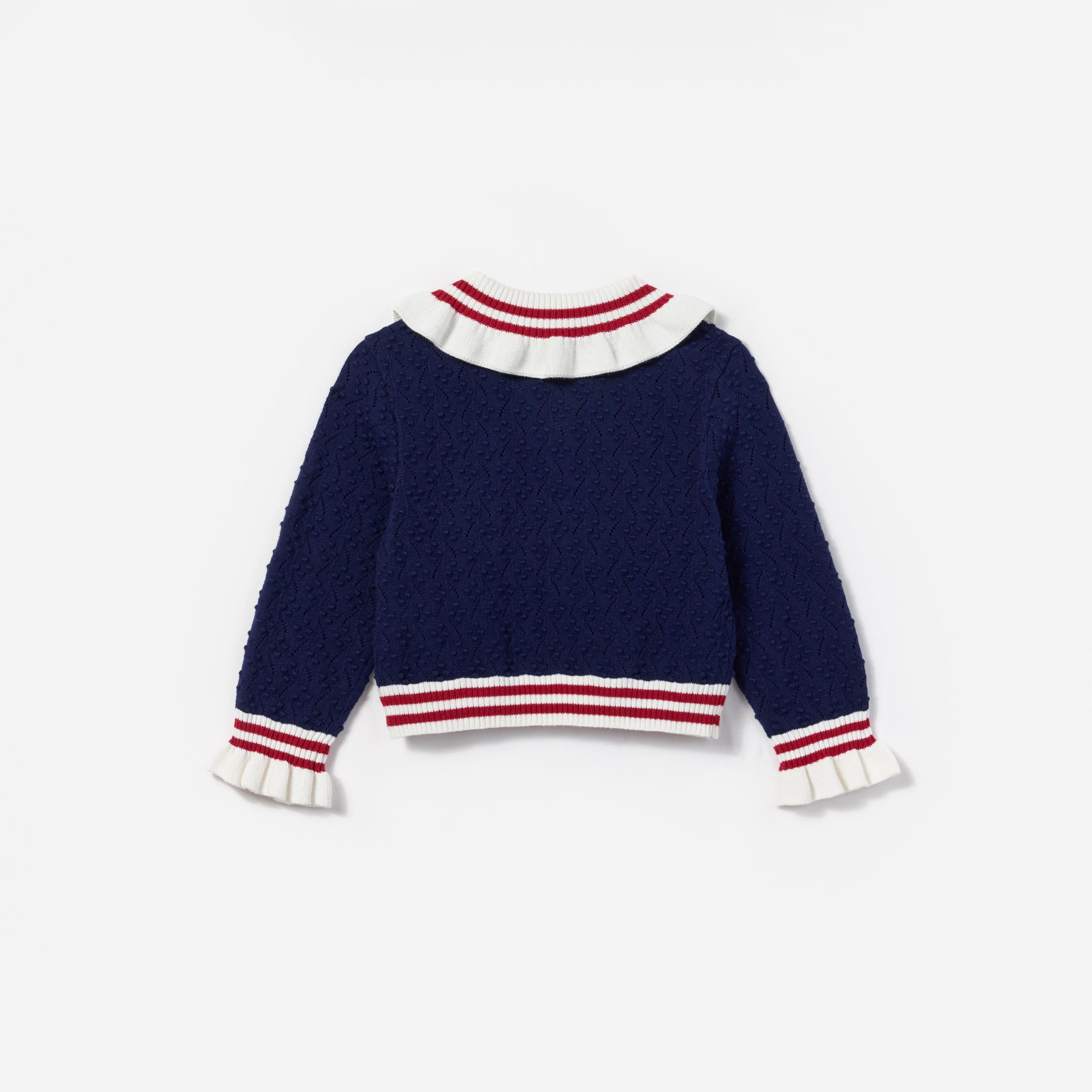 NAVY TEXTURED KNIT CARDIGAN