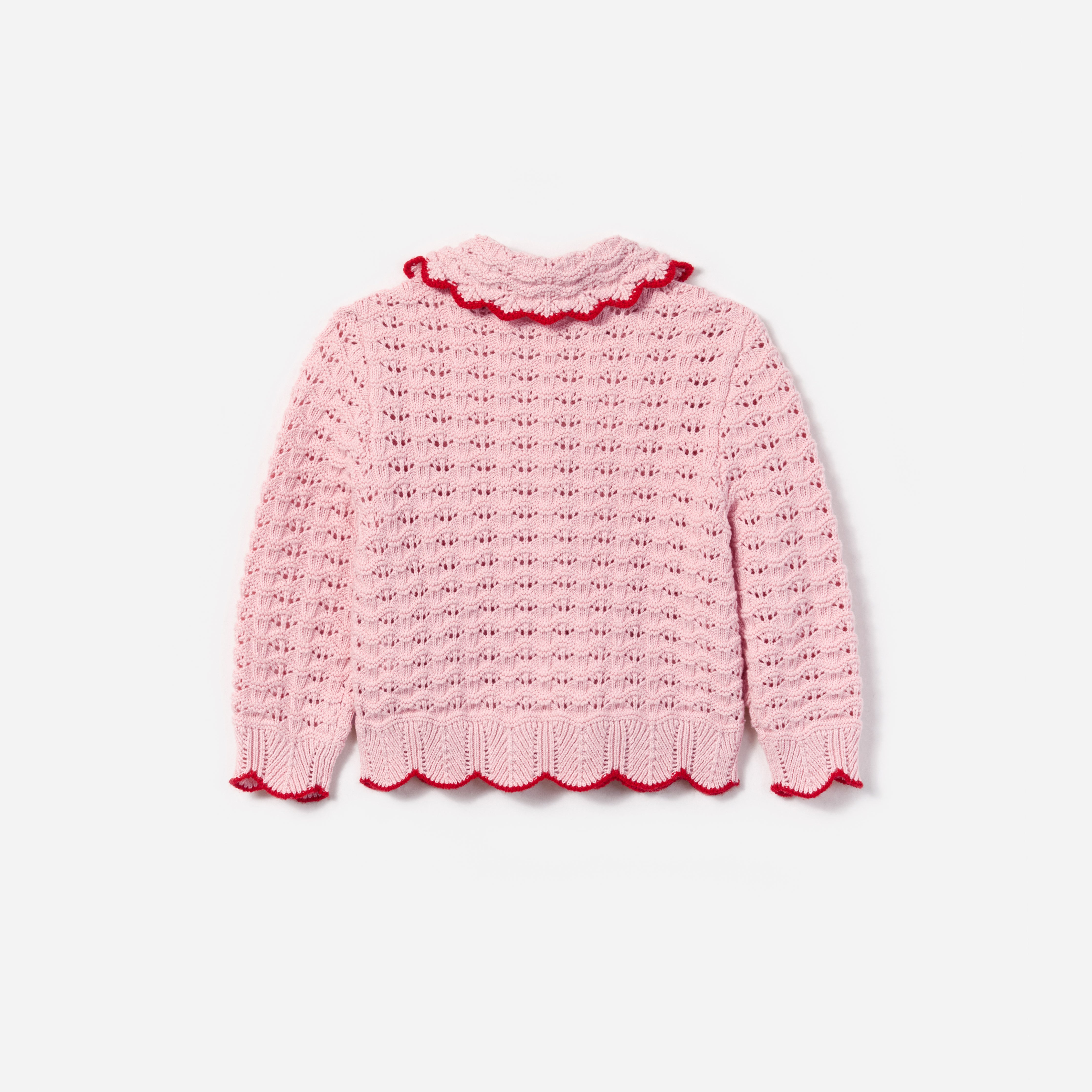 PINK TEXTURED HEART DETAIL CARDIGAN