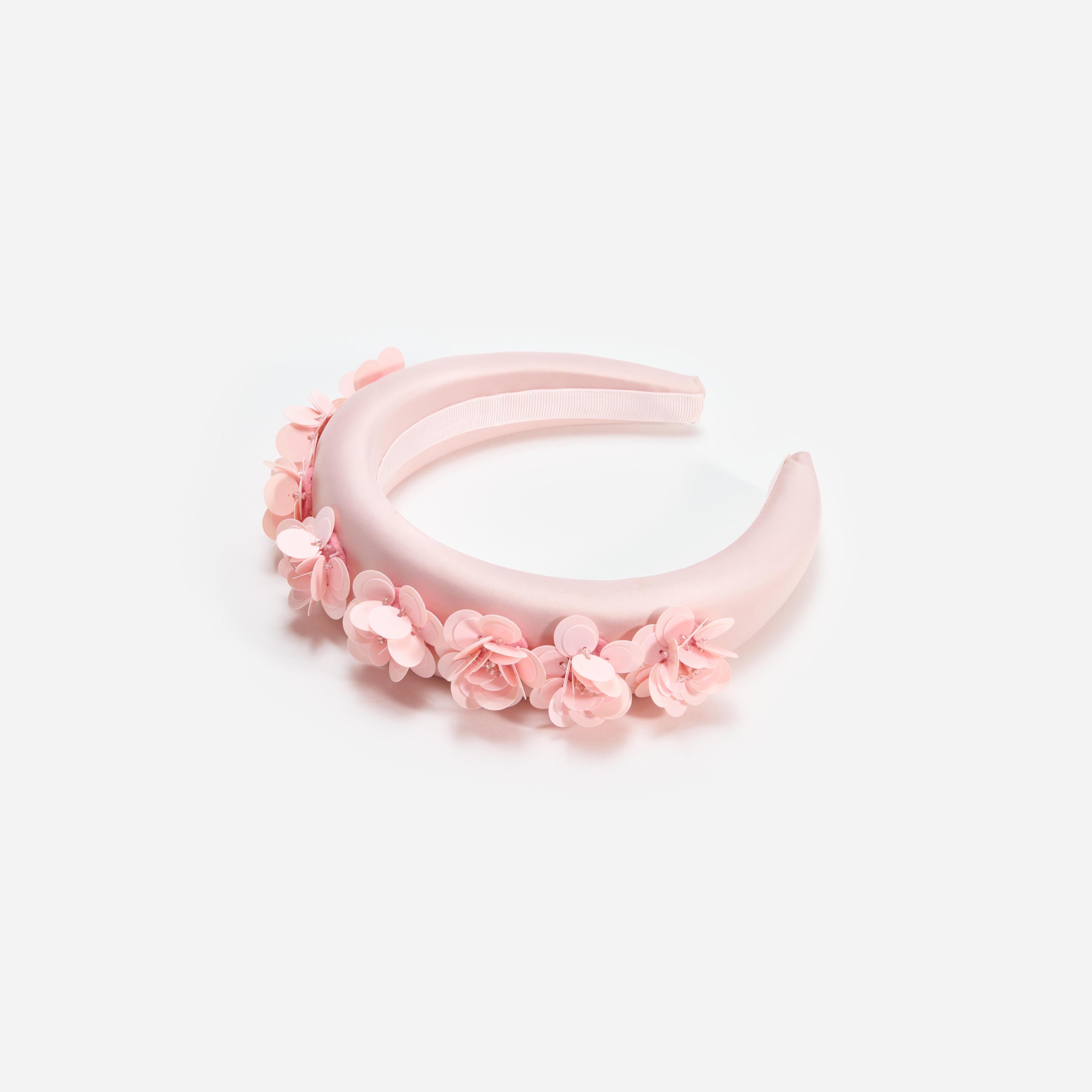 PINK SATIN 3D FLOWER HEADBAND