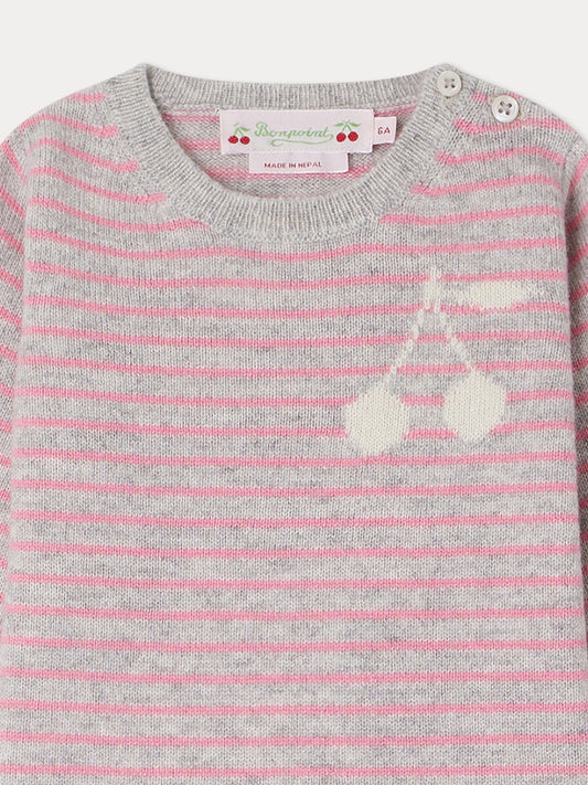 PULL CELLY-RAYURES ROSE BONBON