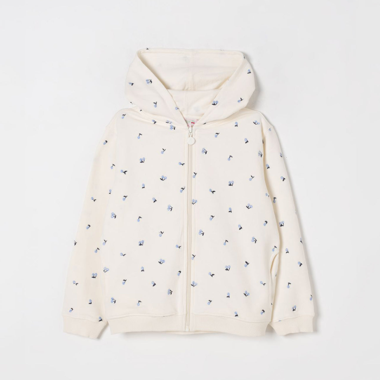 Bonpoint-Floral Light Yellow Cotton Hoodie