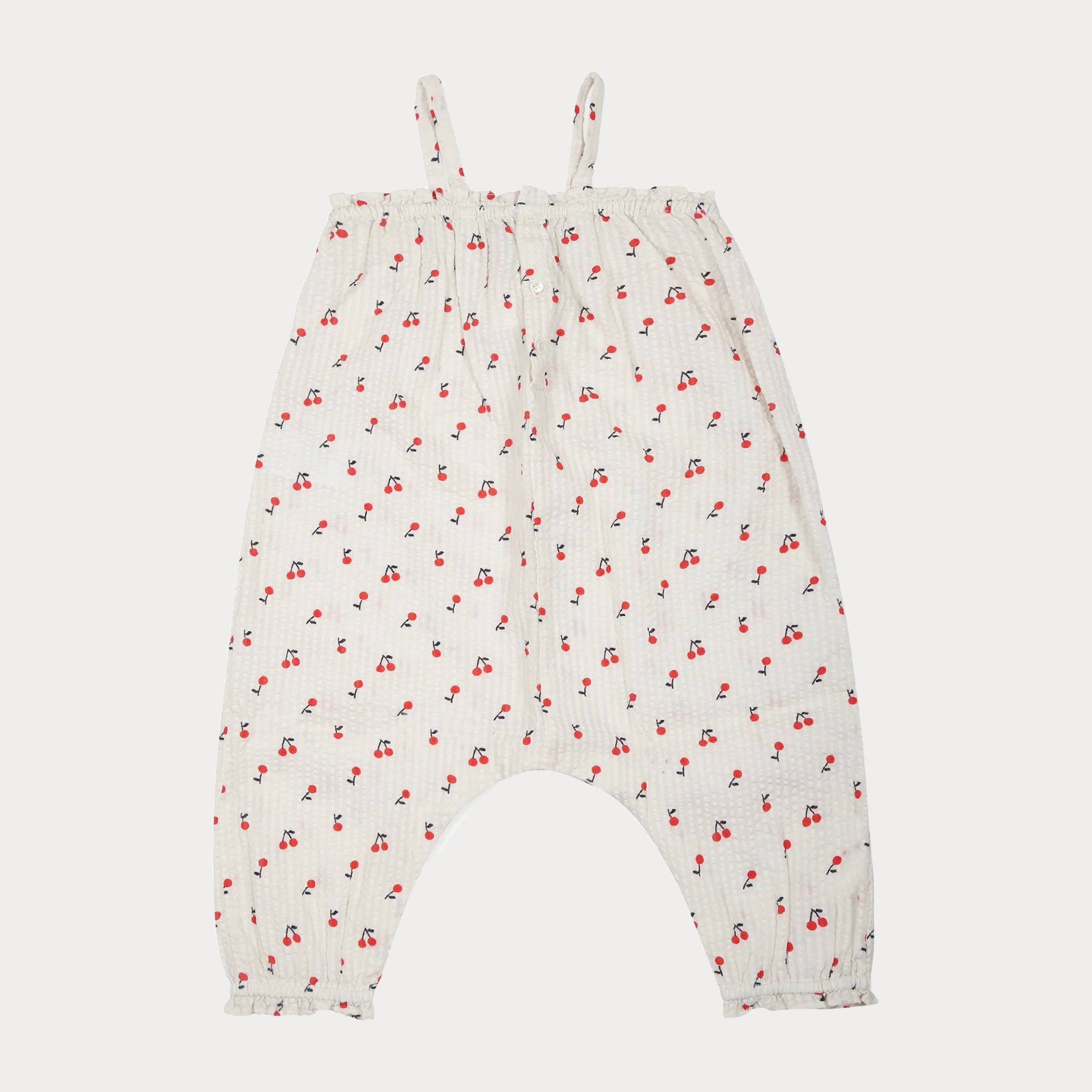 Bonpoint-Ivory Printed Cherries Cotton Jumpsuit