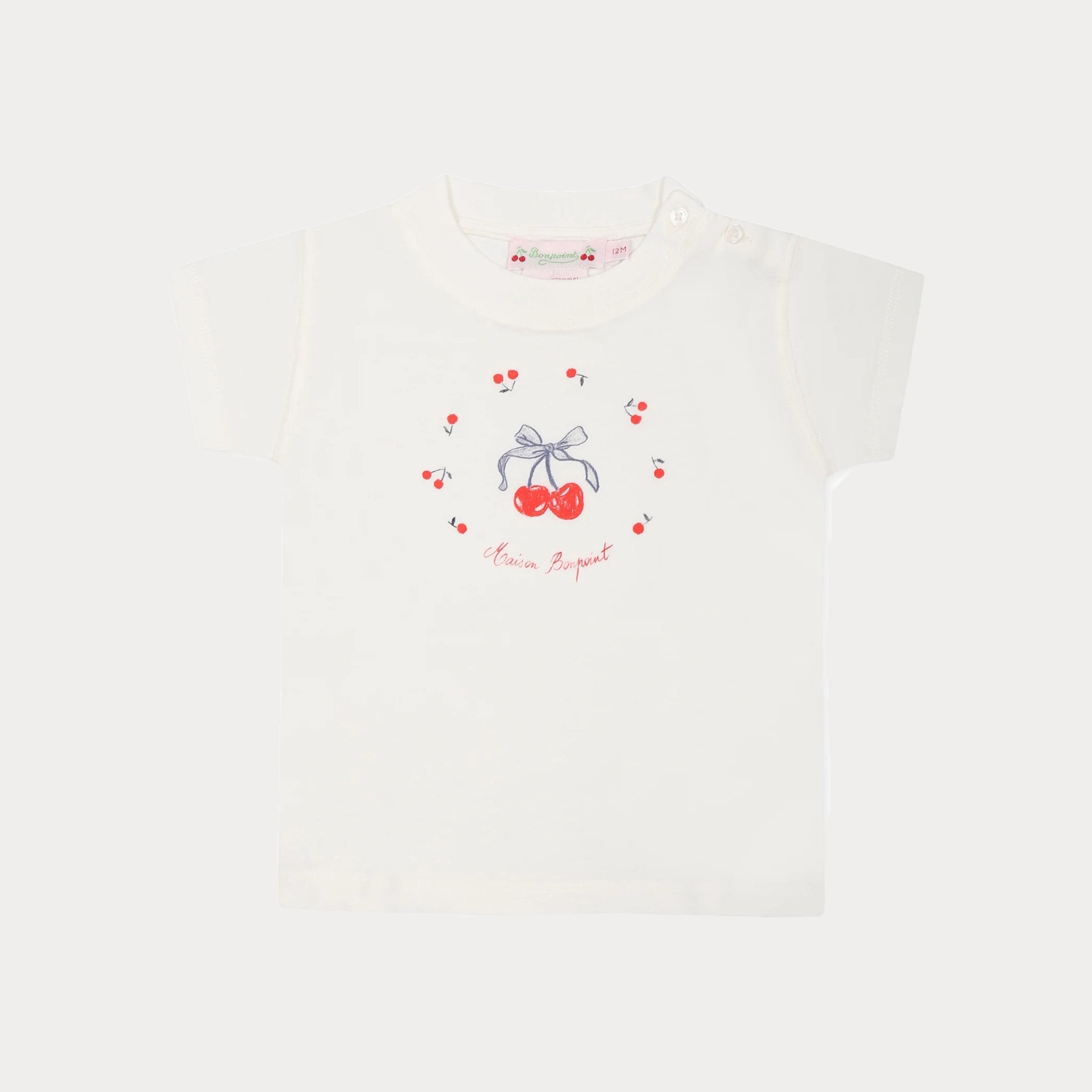 Bonpoint-Ivory Printed Cherry Cotton T-Shirt