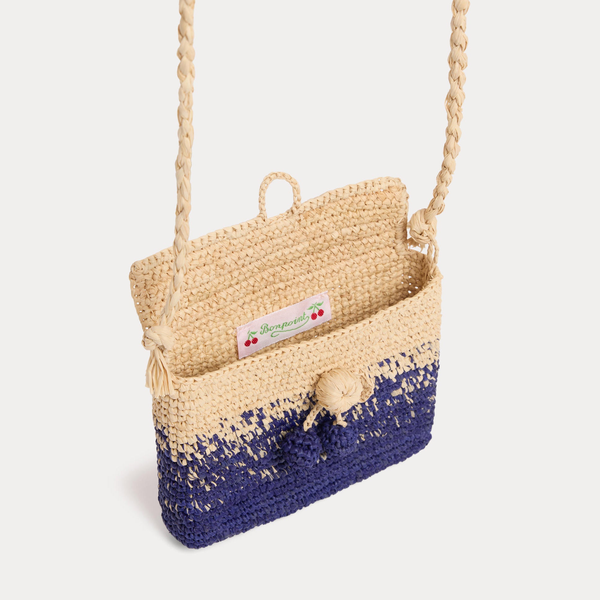 Bonpoint-Handmade Raffia Gouter Shoulder Bag Marine(3.5 x 2.5 x 10 cm)