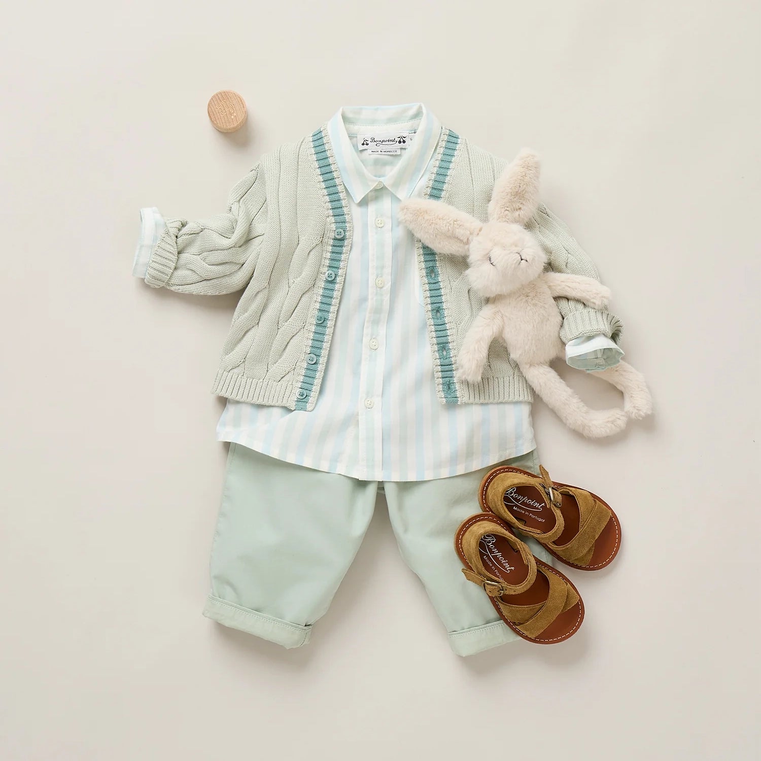 Bonpoint-Baby Pantalon Dandy Vert Celadon
