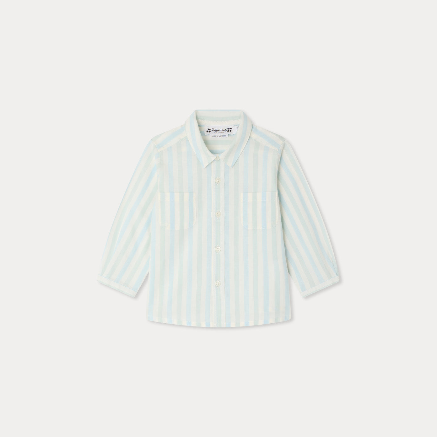 Bonpoint-Chemise Lawson Ra Bleu Aqua