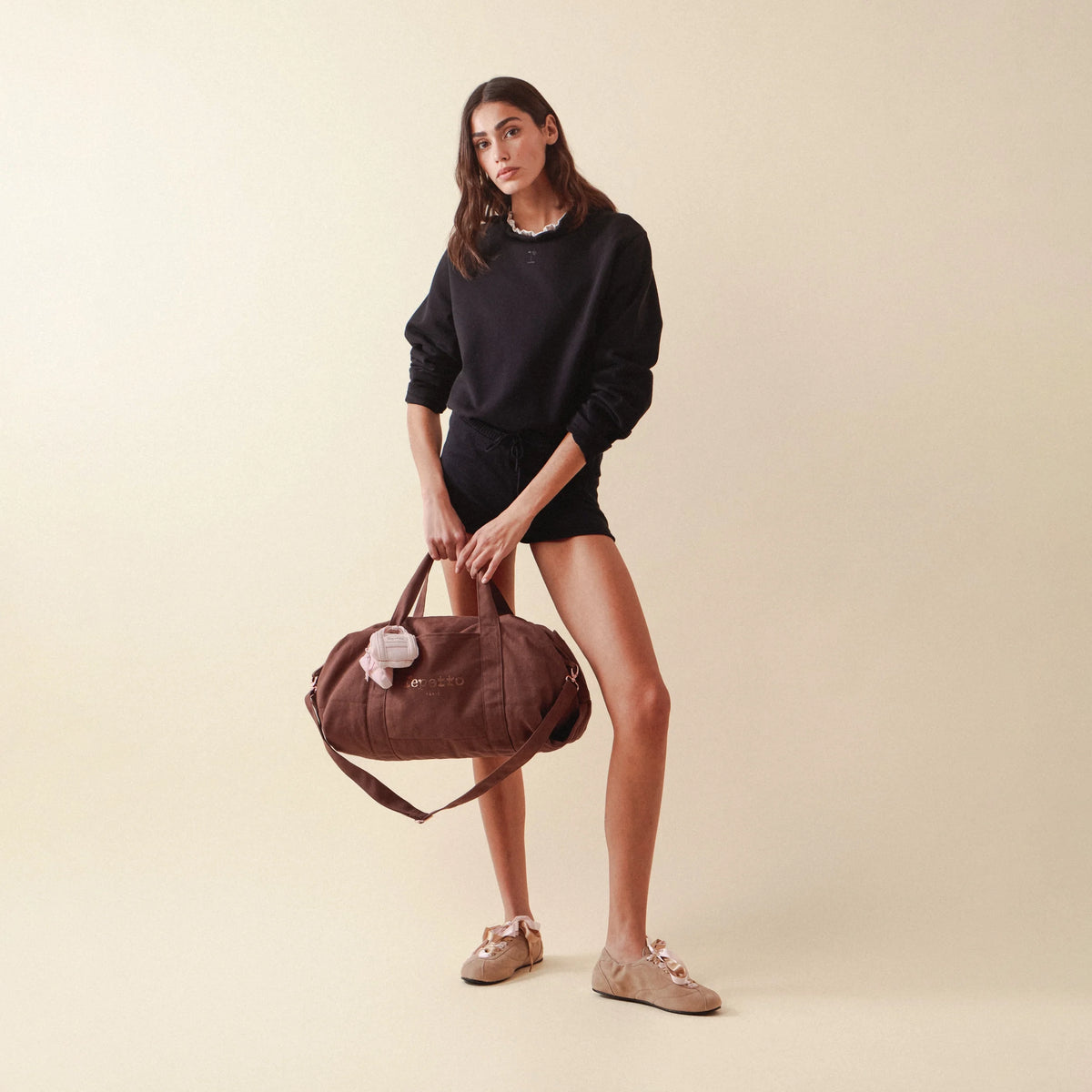 Repetto-Large Duffle Bag With Shoulder Strap Moka
