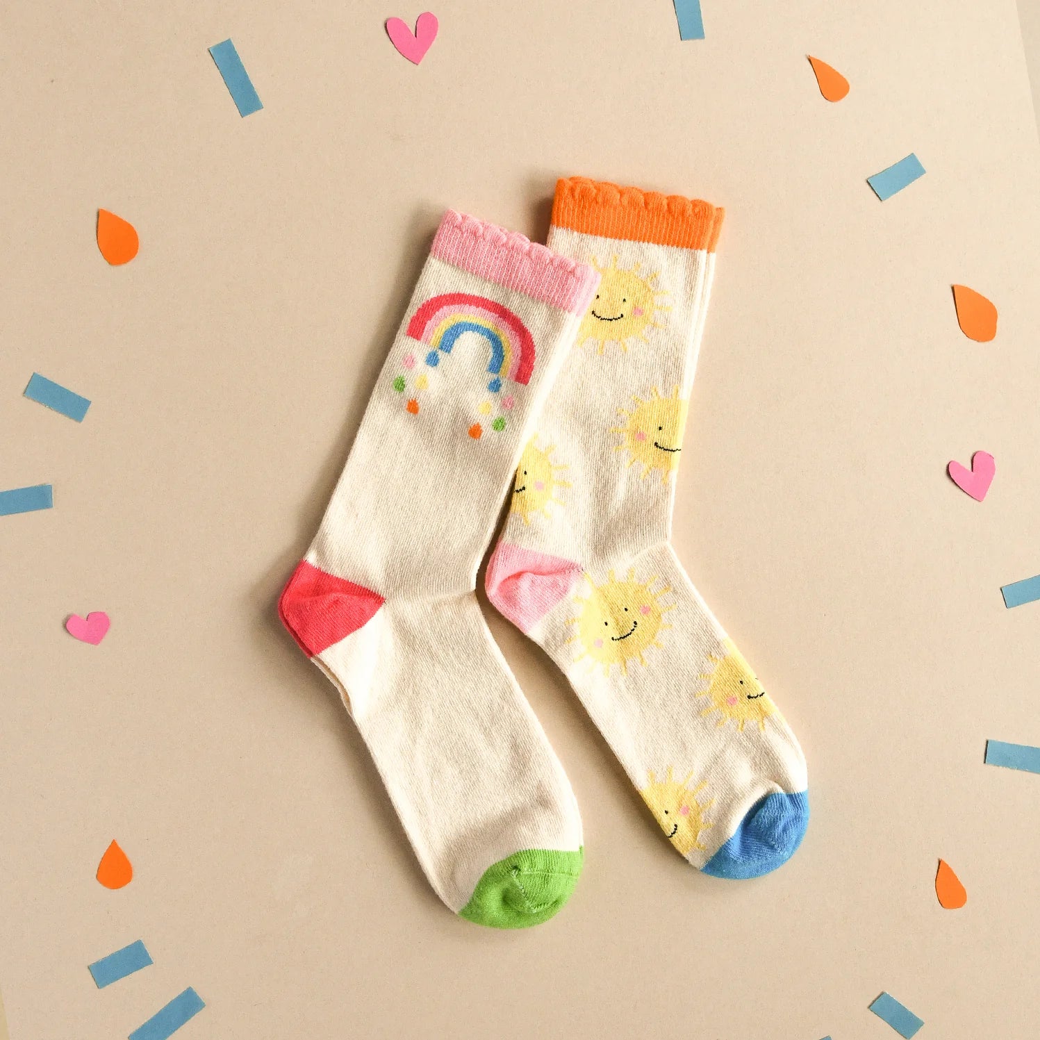 Rockahula Kids-Vintage Rainbow and Sun 2 Pack Socks