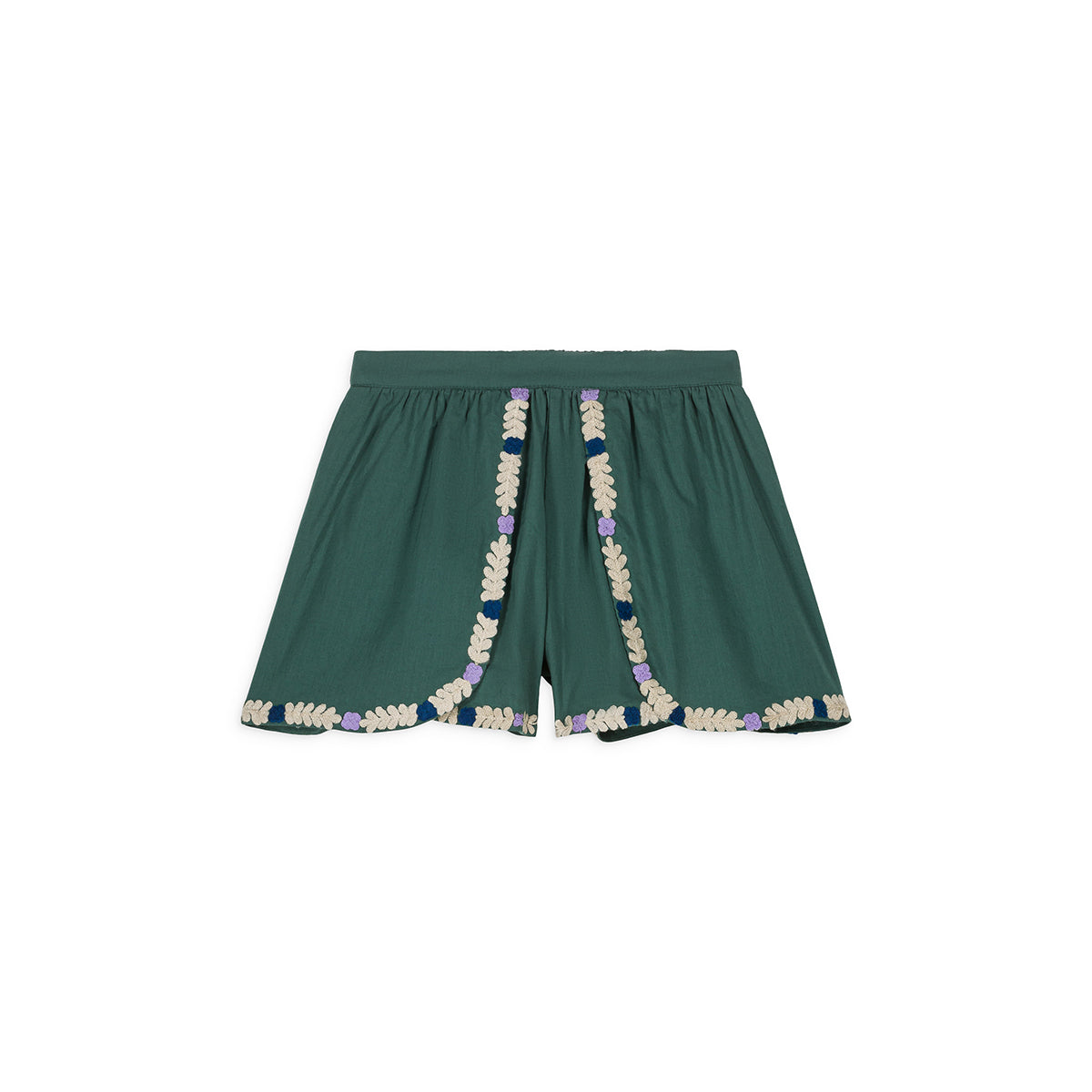 Girls Green Cotton Shorts