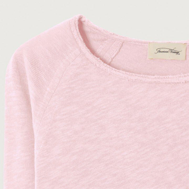 American Vintage-Women T-Shirt Droit ML Col Bateau Sonoma Guimauve Vintage