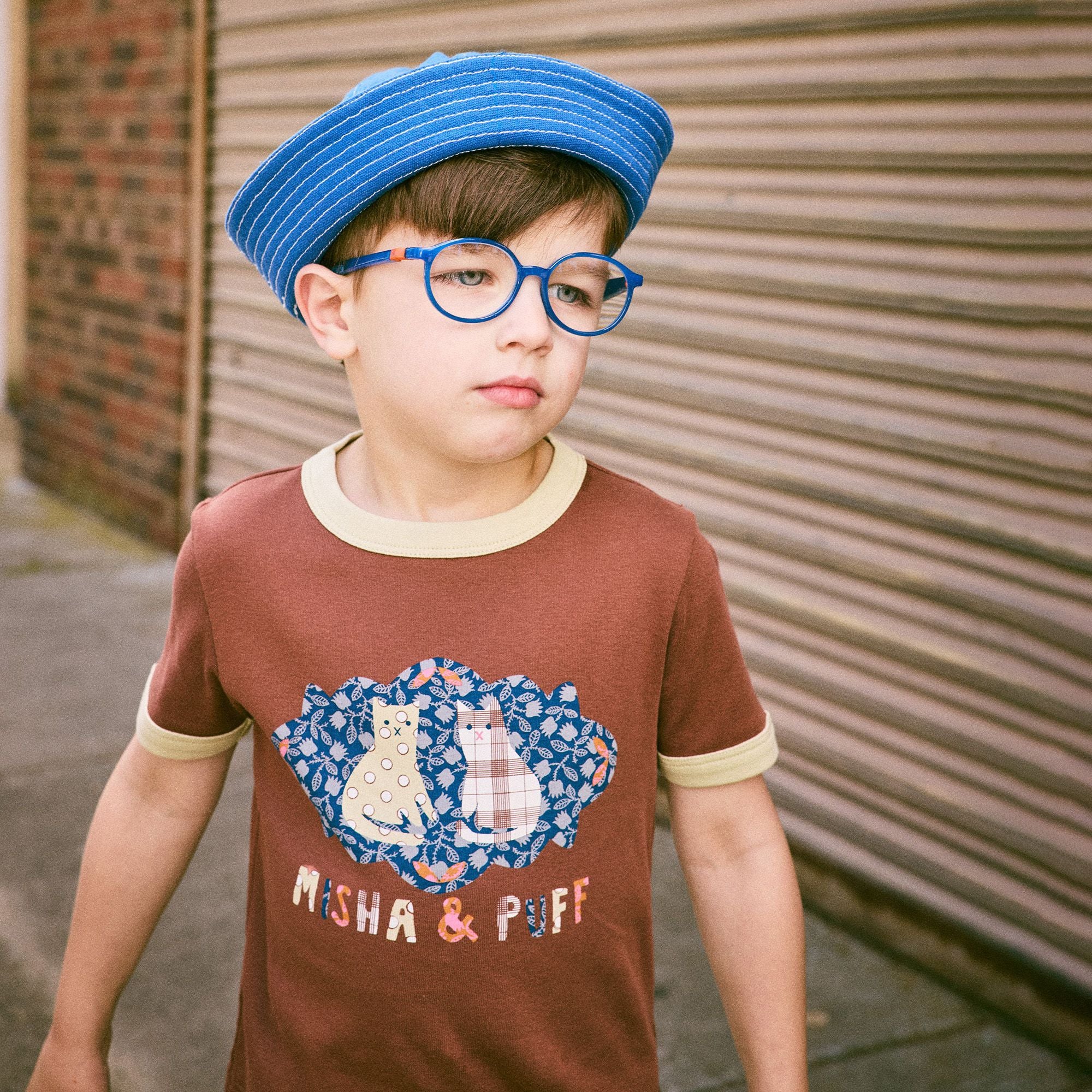 トップス misha&puff 10Y CATS COLLAGE RINGER TEE Misha & Puff-Barn Cats Collage Ringer Tee Cola