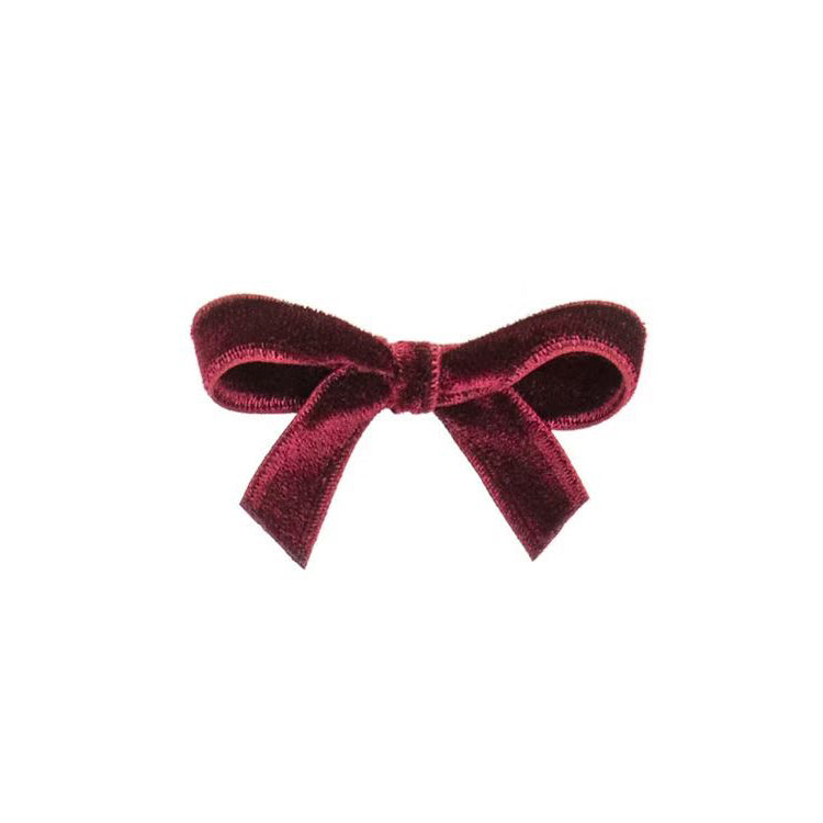 Olilia-Small Velvet Bow-Burgundy