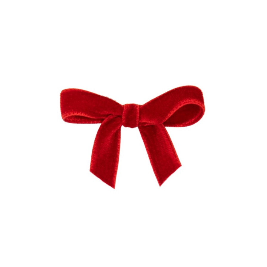 Olilia-Small Velvet Bow-Scarlet