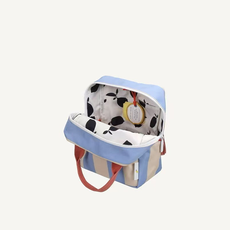 Sticky Lemon backpack small | lemon tree | stripes | cloud blue + twiggy beige
