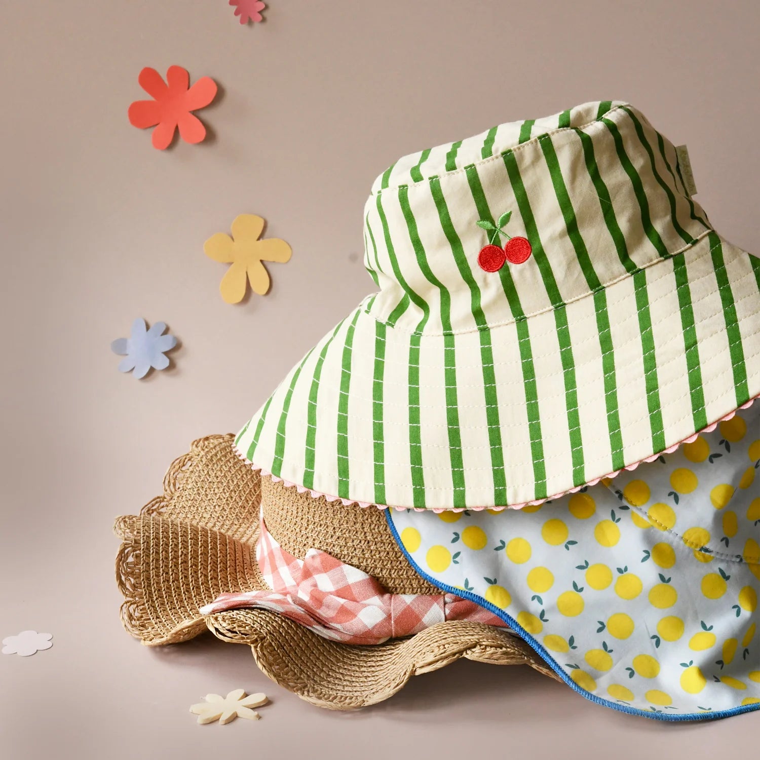 Rockahula Kids-Cherry Kiss Stripy Reversible Sun Hat