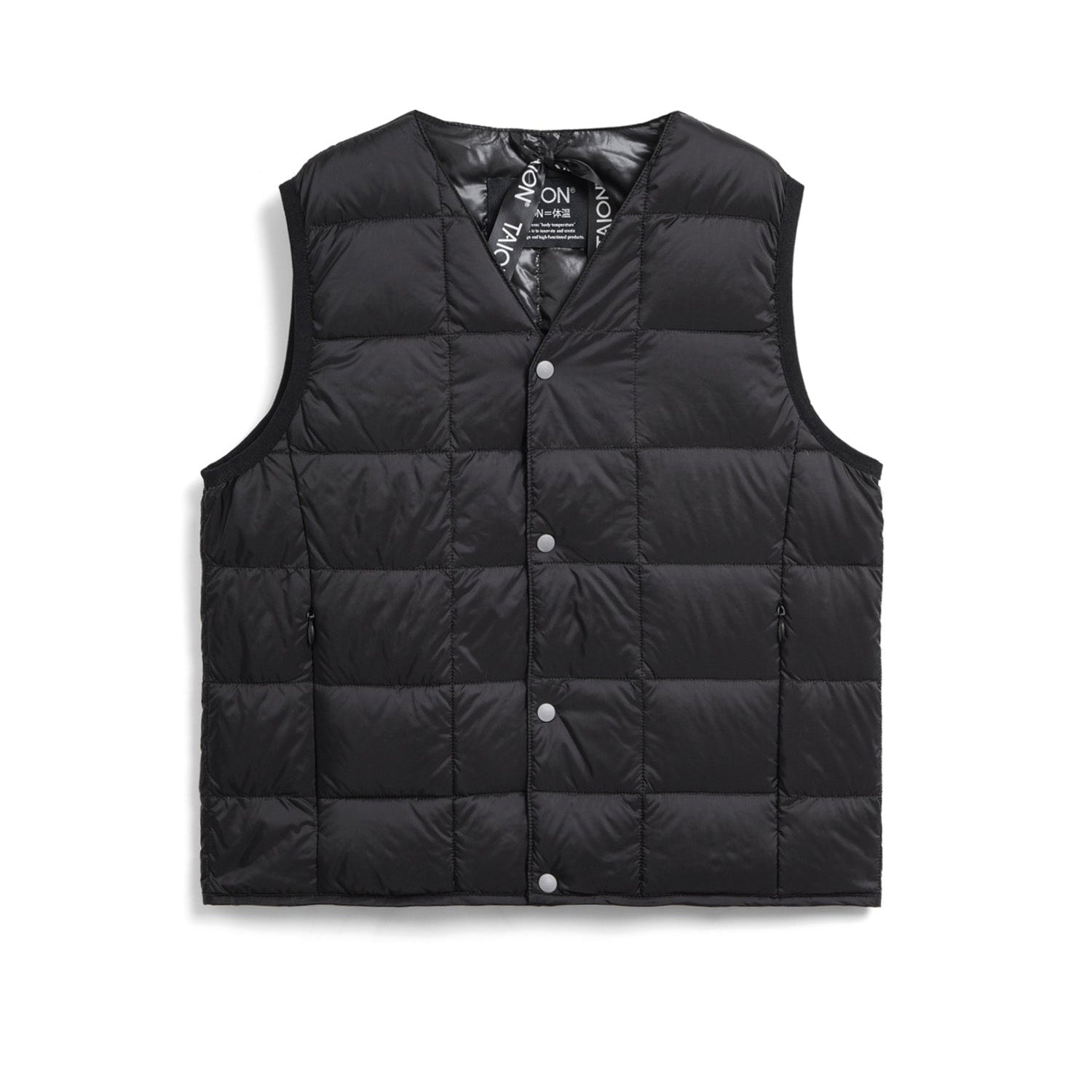 Taion-Kids V Neck Button Down Vest Black