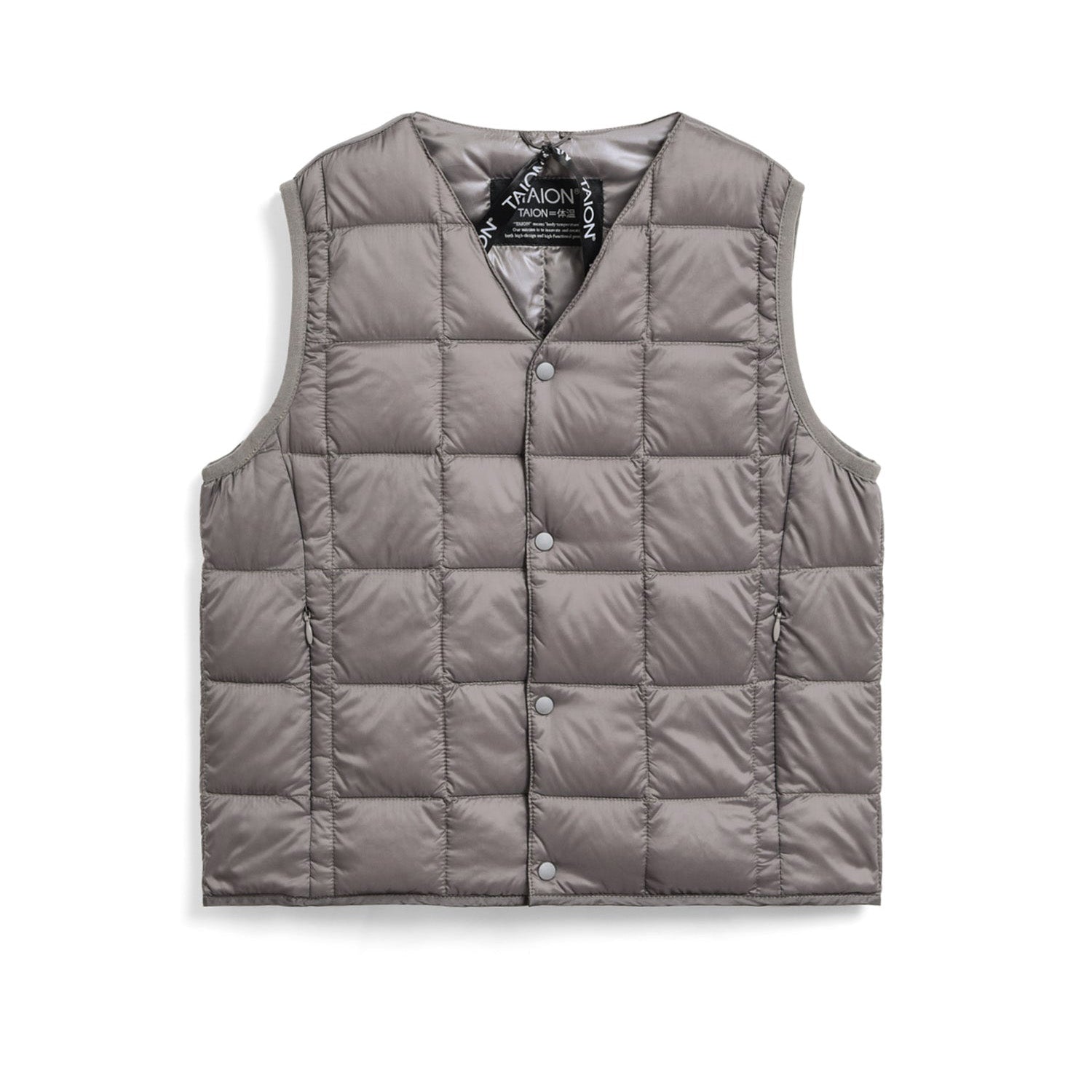 Taion-Kids V Neck Button Down Vest Gray