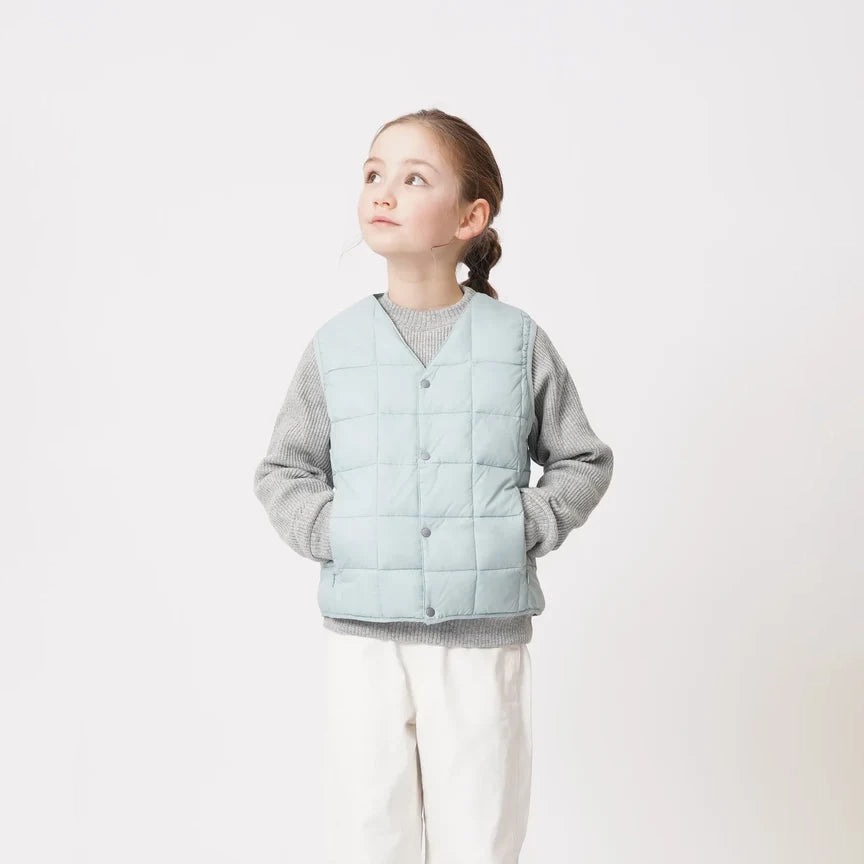 Taion-Kids V Neck Button Down Vest Ice Mint