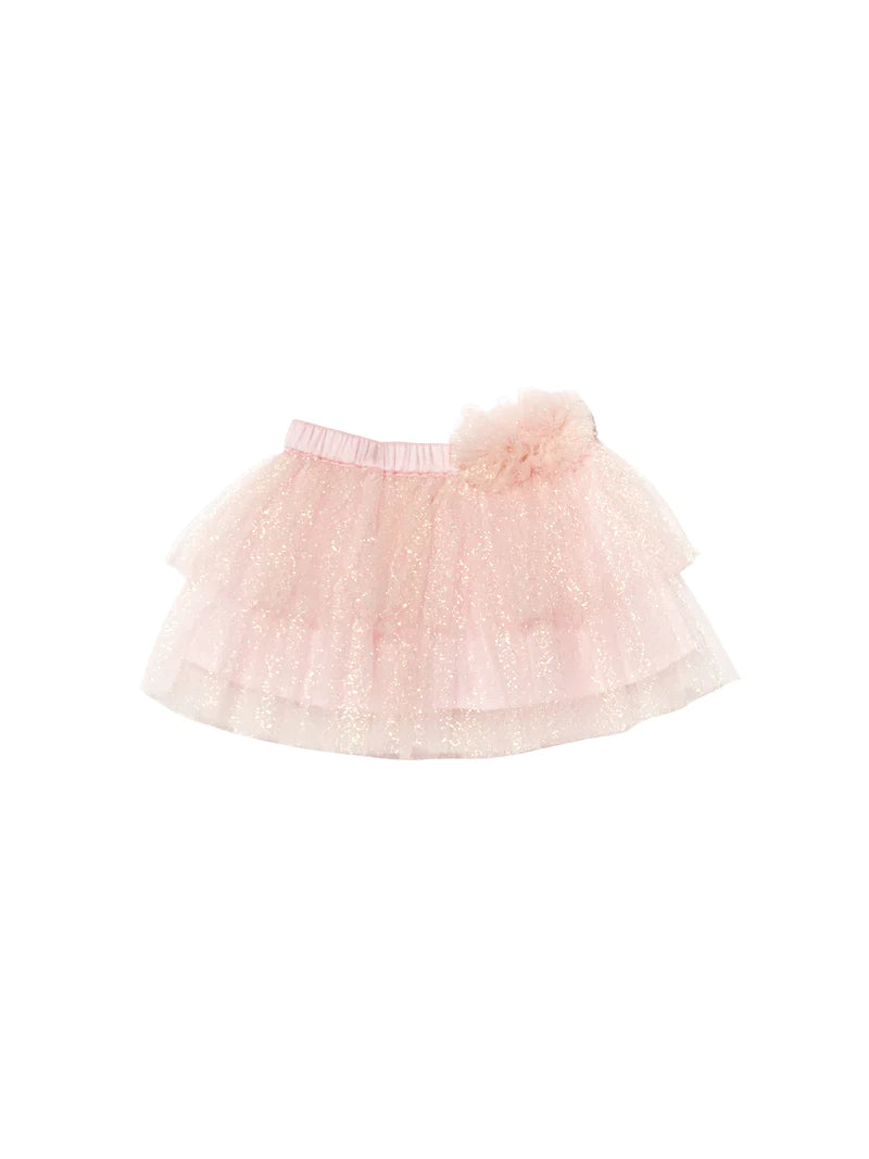 SS24 BEBE SHIMMER SHINE SKIRT-PINK CLOUD