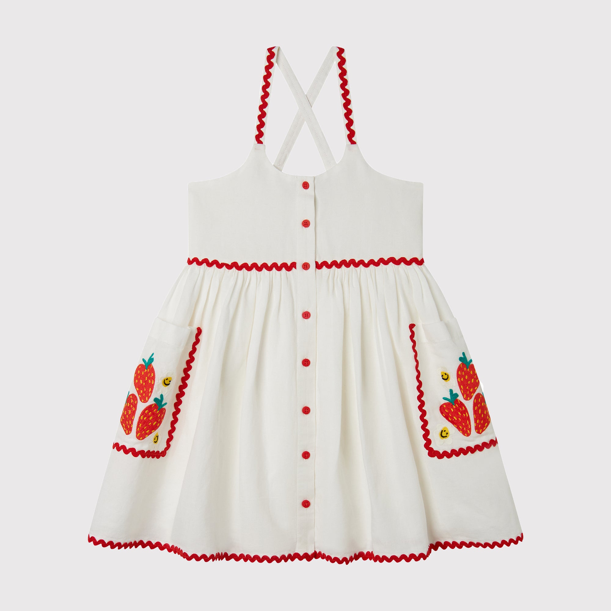 Stella Mccartney Kids-GIRL STRAPPY DRESS WITH STRAWBERRY FLOWER PRINT