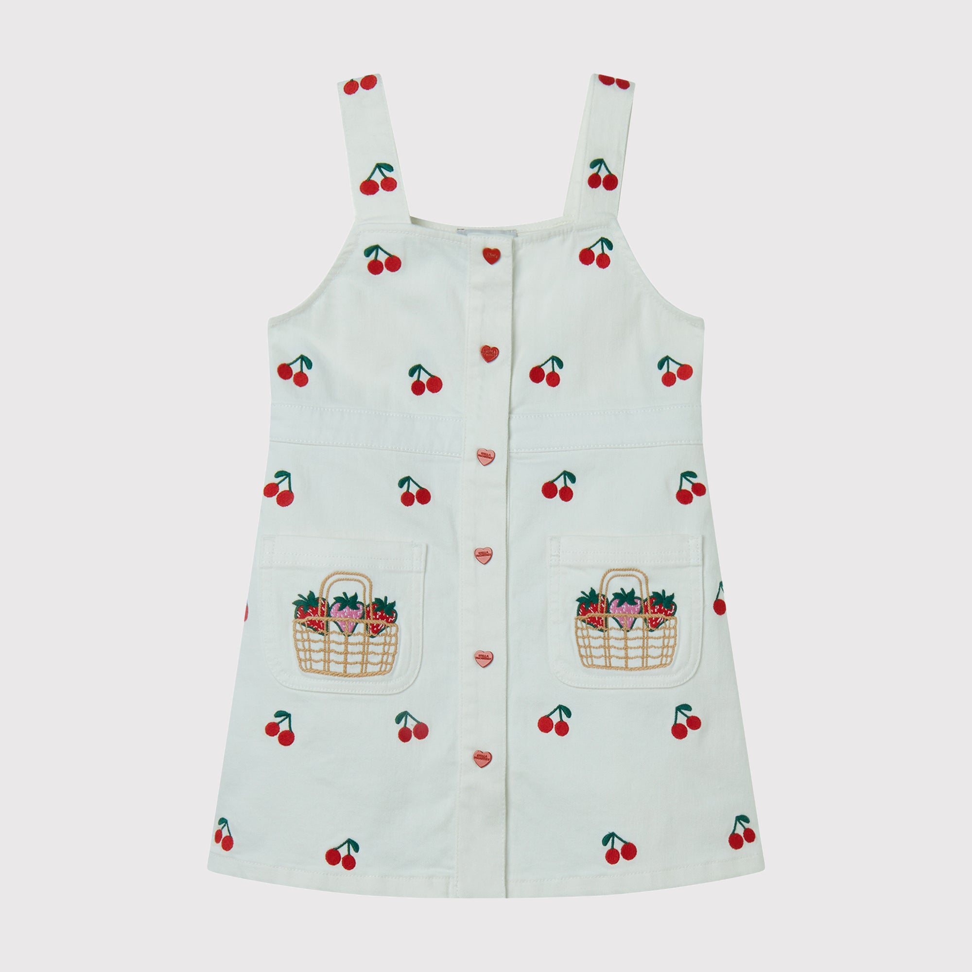 Stella Mccartney Kids-GIRL GABARDINE DRESS WITH CHERRIES EMBRO