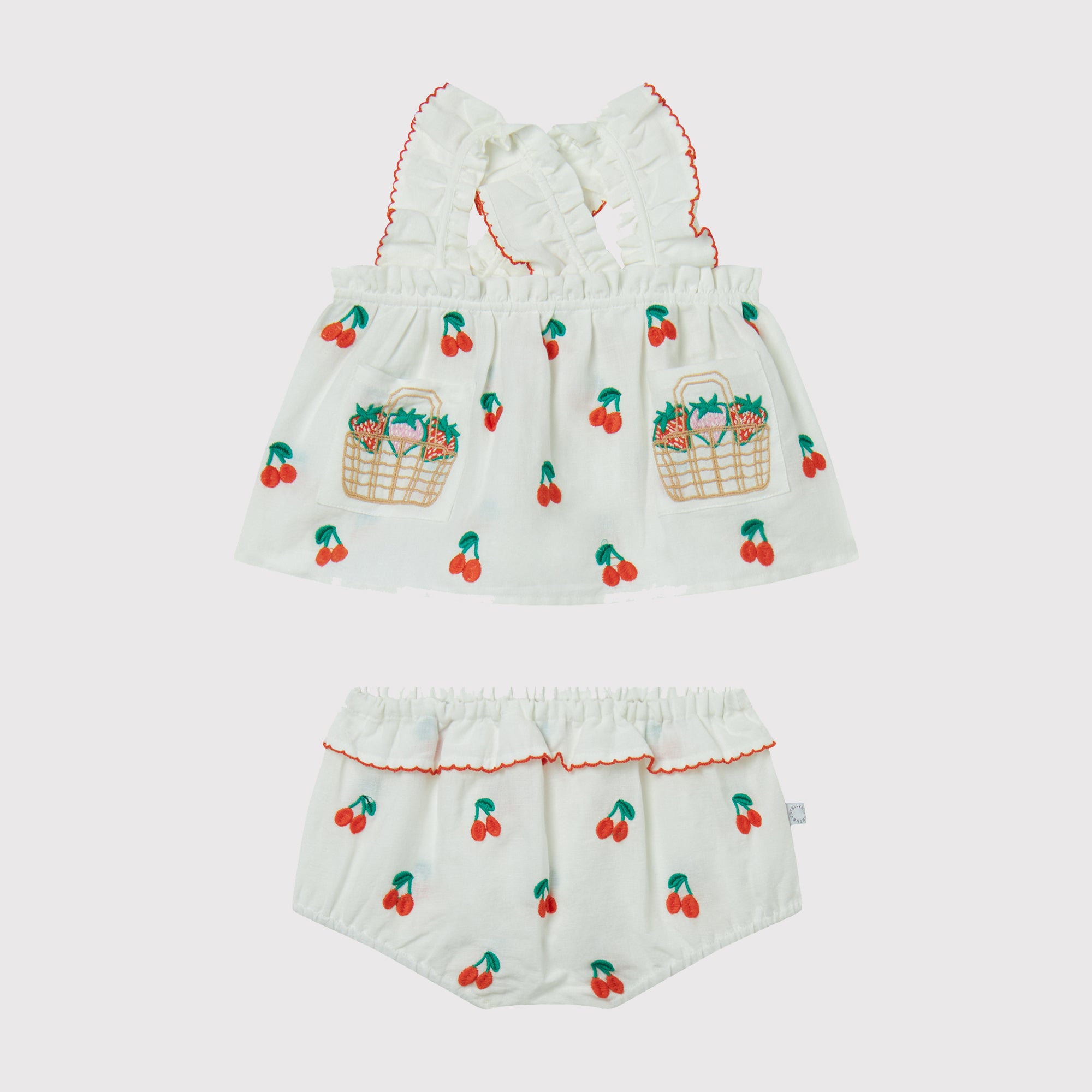 Stella Mccartney Kids-BABY GIRL TOP AND BLOOMERS WITH CHERRIES EMBRO(2 Pack)