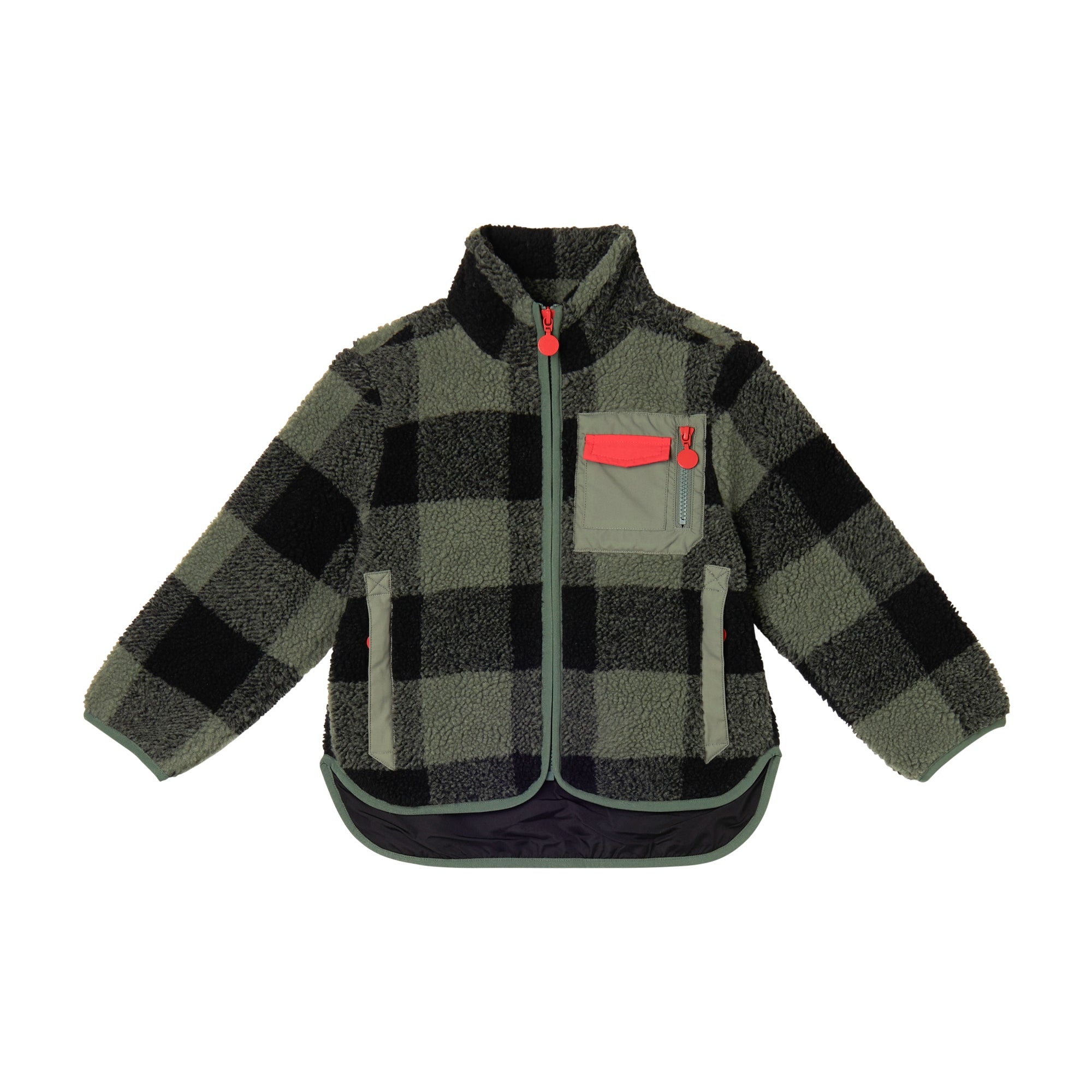 Stella McCartney Kids-Boy Checkboard Teddy Jacket Green