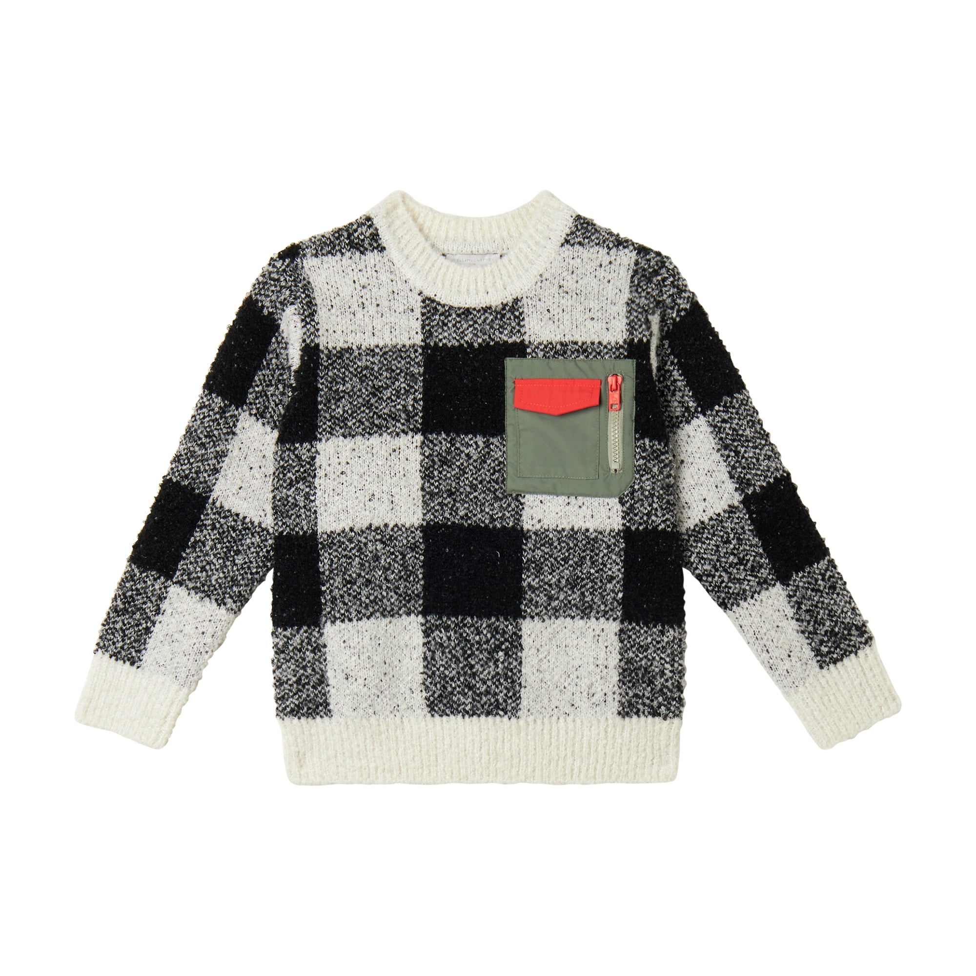 Stella McCartney Kids-Boy Checkboard Sweater Black White