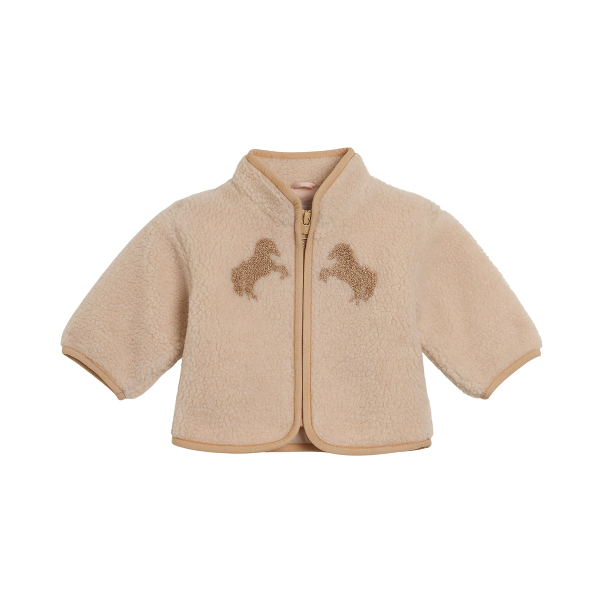 Stella McCartney Kids-Baby Girl Sherpa Jacket With Horse Detail Cream