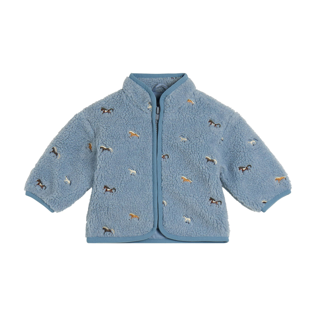Stella McCartney Kids-Baby Boy Sherpa Jacket With Horse Embro Blue