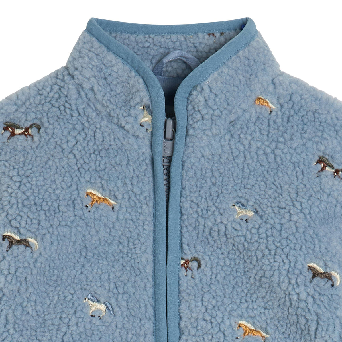 Stella McCartney Kids-Baby Boy Sherpa Jacket With Horse Embro Blue