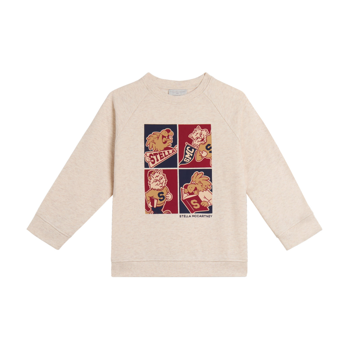 Stella McCartney Kids-Boy Sweatshirt With Lion Graphics Oatmeal