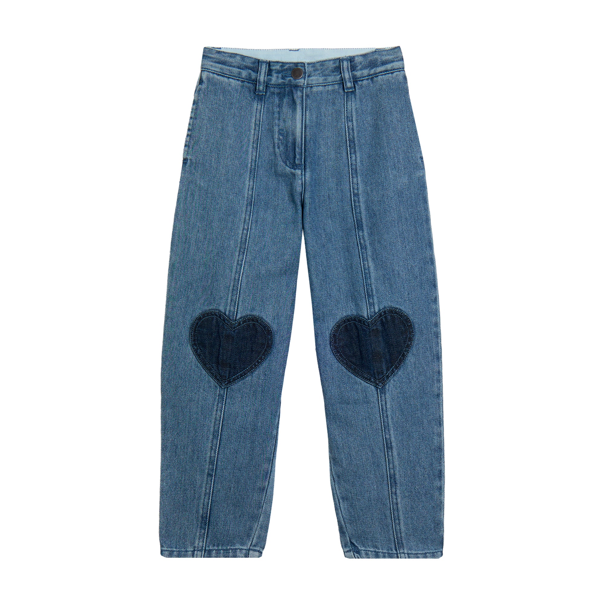 Stella McCartney Kids-Girl Denim Pants With Heart Details Blue