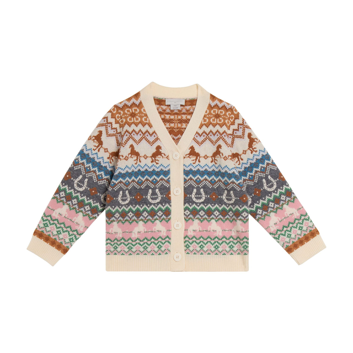 Stella McCartney Kids-Girl Knit Fair Isle Cardigan Multi