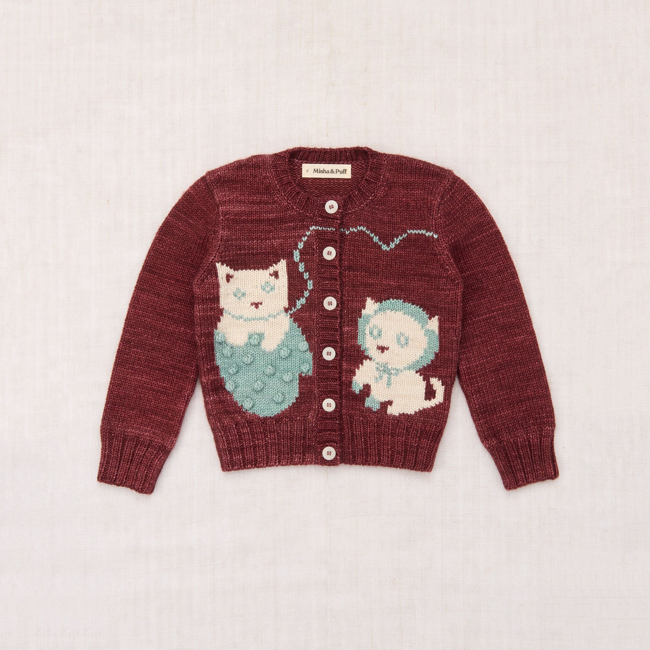 Misha & Puff-Three Little Kittens Cardigan Madder Root