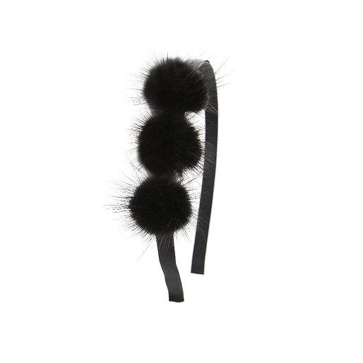 Olilia-Mink Triple Puff Hard Headband-Black